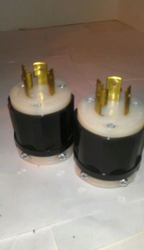 Pair of Leviton 20Amp 125Volt male plugs L5-20P amp cord cap male plug
