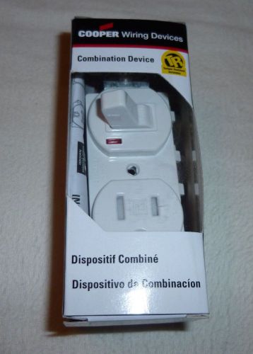 Cooper Wiring TR274W 3-Wire Toggle Combination Switch/Receptacle, 15 Amp, White