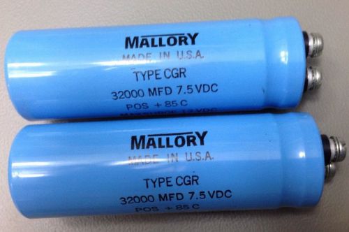 Mallory Computer Grade Capacitor 32000 MFD 7.5VDC (2 pack)