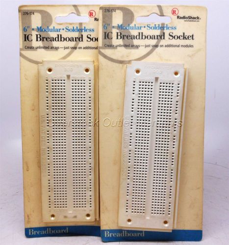 Two (2) radioshack #276-174 6&#034; modular solderless ic breadboard socket for sale