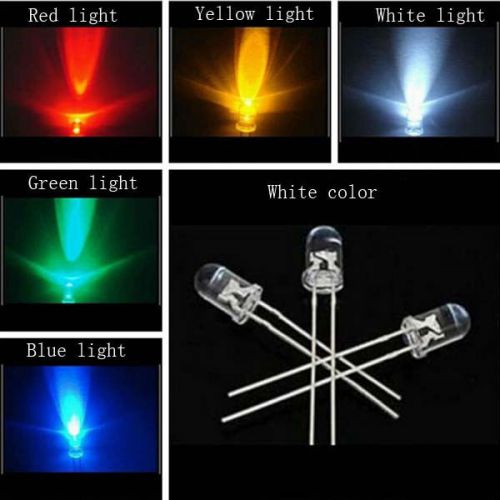 5 colors 500pcs 5mm led diodes water clear red green blue yellow white mix kits for sale