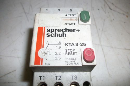 (RR18-2) 1 SPRECHER + SCHUH KTA3-25 MANUAL MOTOR CIRCUIT PROTECTOR