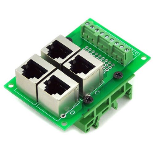 Rj45 8p8c 4-way buss board interface module with simple din rail mounting feet. for sale