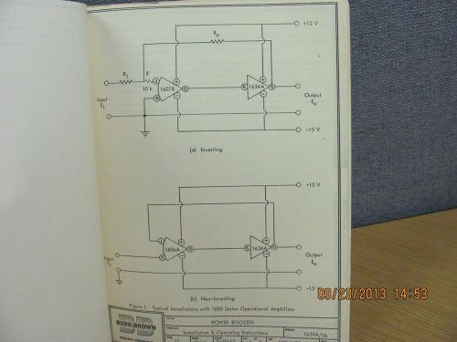 BURR-BROWN MANUAL 1634A/16: Power Booster - Instruction  w/schematics # 18398