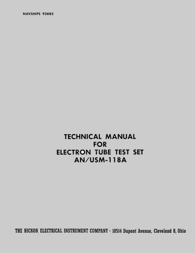 Hickok AN/USM-118A Cardmatic Manual NAVSHIPS 93883