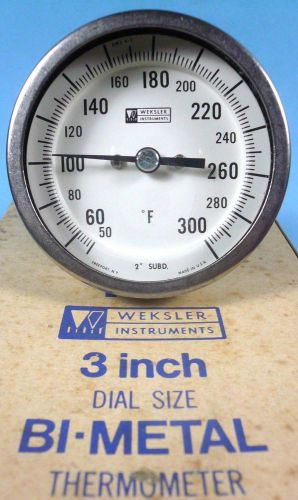 Weksler 3&#034; dial bi-metal thermometer 50-300 deg f 2-1/2&#034; stem 3a02 new in box for sale
