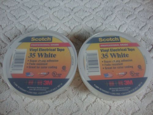 Lot 2 Scotch 3M 35 Vinyl Electrical Tape 3/4in x 66ft Professional Grade White