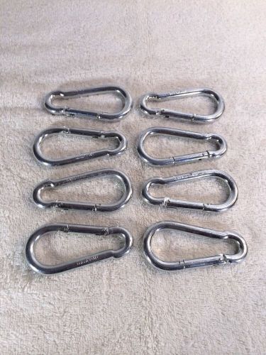 Eight  3 1/2&#034; Stainless Steel Snap Hook Carabiners