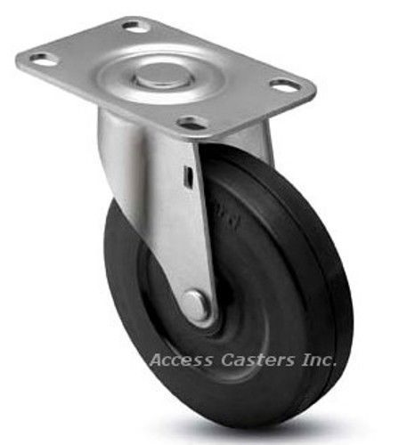4SRERS 4&#034; x 15/16&#034; Swivel Plate Caster, Soft Rubber Wheel, 125 lbs Capacity