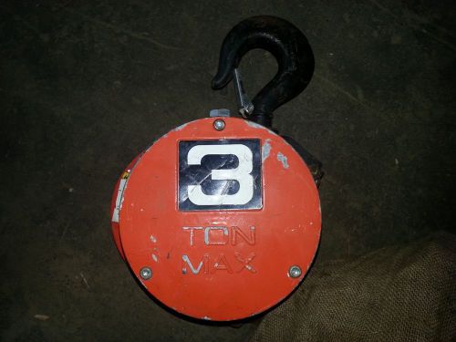 Columbus mckinnon cm cyclone 3 ton x 20&#039; chain fall / hoist with load limiter for sale