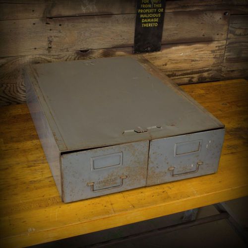 Vintage Industrial Record File Inc. Wooster Ohio Steel Drawer Cabinet Organizer