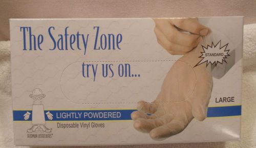NEW The Safety Zone 100 LARGE Lightly Powdered Disposable Vinyl Gloves Or Case