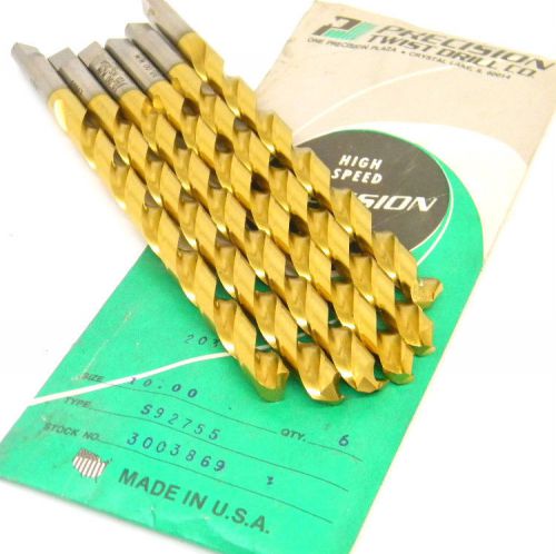 6 new surplus &#034;ptd&#034; precision metric twist drills 10.00mm (.3937&#034;) tin usa for sale