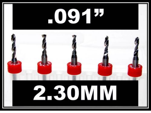 .091&#034; - 2.30mm - 1/8&#034; Shank  Carbide Drill Bits  FIVE Pcs CNC Dremel Model Hobby