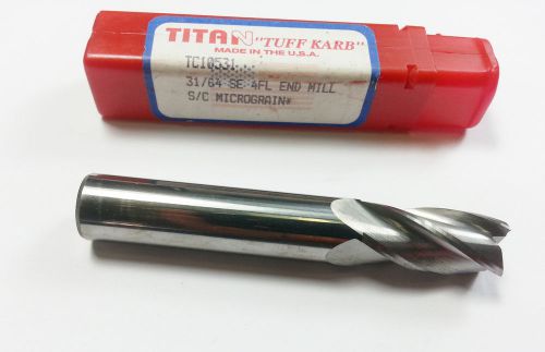 31/64&#034; Titan Tuff Karb Solid Carbide 4 Flute End Mill TC10531 (N 540)