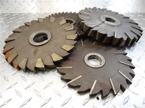 4 heavy duty staggered &amp; straight mill cutters 7&#034; to 8&#034; w/ 1-1/4&#034; to 1-1/2&#034; bore for sale