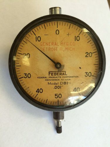 Federal 2-3/4&#034; Dial Indicator Model D8I-c .250&#034; USA Made, Vintage