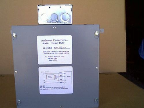 New static 3 phase anderson converter  12- 15 hp  heavy duty for sale