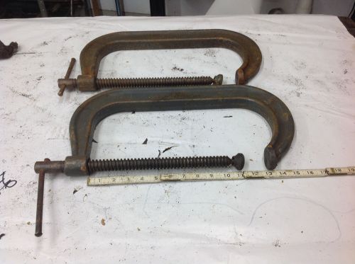 (2) wilton 412  deep throat heavy duty c-clamp 2-12&#034; opening used tool for sale