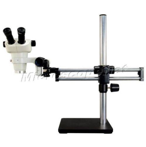 Binocular stereo microscope zoom 3x-50x with ball bearing dual bar boom stand for sale