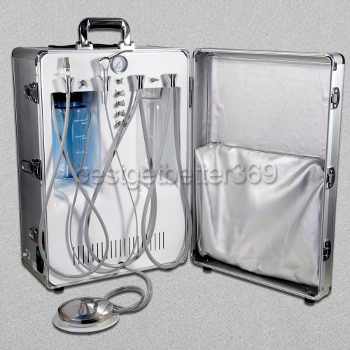 New Portable Dental Deluxe Unit Delivery Cart Self Contained Oilless Compressor