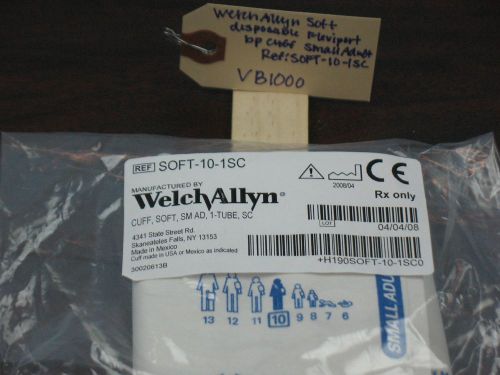 Welch allyn flexiport soft disposable bp cuff  small adult ref: soft-10-1sc for sale