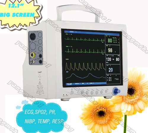 Multi-parameters icu patient monitor, ecg, nibp, spo2, pr, temp, resp, printer for sale