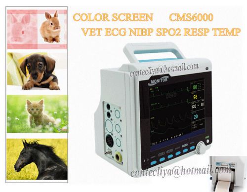 Vet Veterinary use Vital Sign Patient Monitor ECG NIBP PR Spo2 Temp Resp+Printer