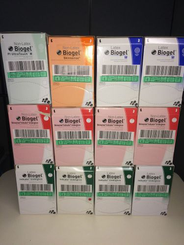 Lot of over (550) Assorted Biogel Surgical Gloves Size 6, 61/2, 7, 8 In-Date