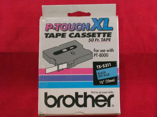 New brother p touch tx-5311 1/2&#034; black on blue tape  pt-8000 pt-30/35  pt-pc for sale