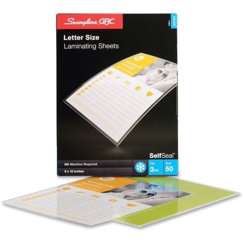 Swingline GBC SelfSeal Self Adhesive Laminating Pouches - Letter- 50/Pack