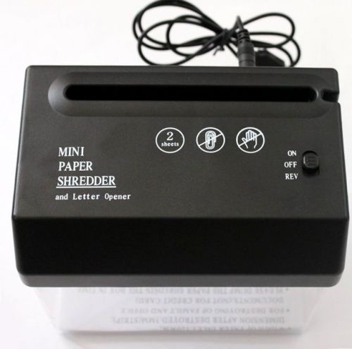 Mini Paper Shredder with Letter Opener Bill Mail Document Strip Cutter Trash Bin