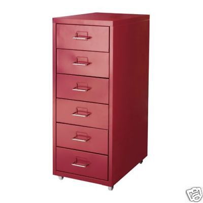 IKea Helmer Drawer Unit on Casters Red Desk File Office Organizer New