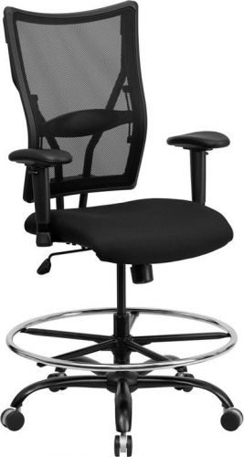 Big &amp; tall black mesh drafting stool with arms for sale