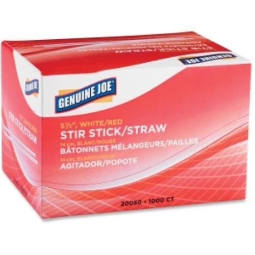 Genuine Joe Stir Stick - 5.50&#034; Length - Plastic - 1000 / Box - White (20050ct)