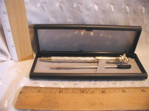 Silver &amp; Gold Angel Pen with Gold &amp; Black Ink Gift Box-New