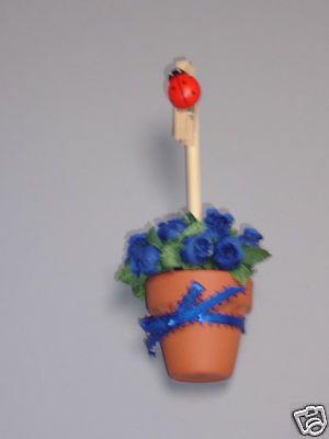 Topiary Noteclip Note Clip Holder Royal Blue Roses