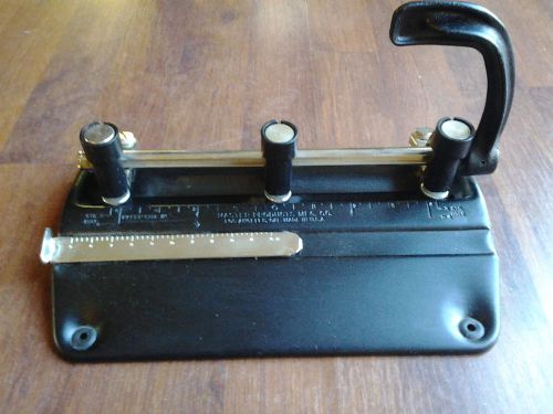 Master Products Metal 3 Hole Adjustable Paper Punch 5325B 3/8&#034; holes