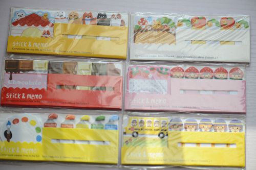 Set of 6 school bus chocolate bar strawberry sticky notes post it memo pads