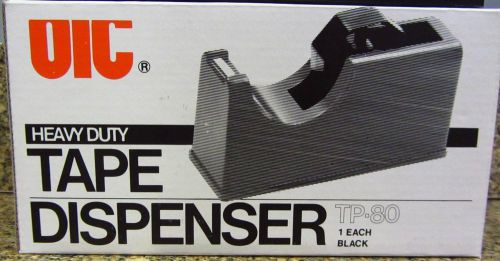 New OIC Heavy Duty Tape Dispenser in Black TP-80 Works with 1&#034; or 3&#034; Core
