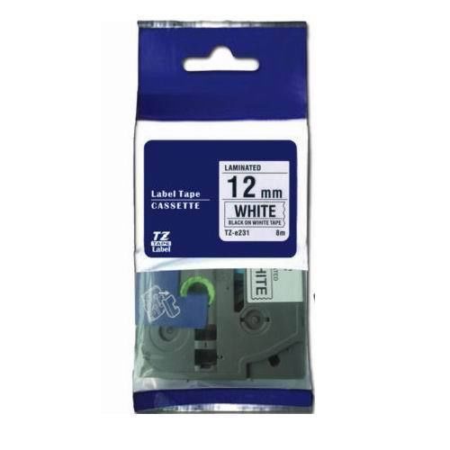 Compatible brother tz-231 p-touch laminated black on white tape 12mm 8m tze-231 for sale