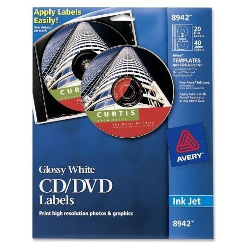 AVERY 8942 CD Labels Inkjet Glossy 20PK White