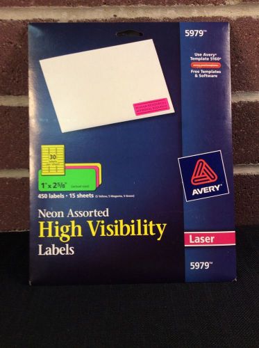 Avery High Visibility Neon Assorted 450 Labels 1&#034; x 2-5/8&#034; * NEW * Make Offer