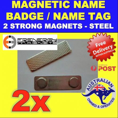 2x magnetic name badge/name tag - 2 magnets - steel for sale
