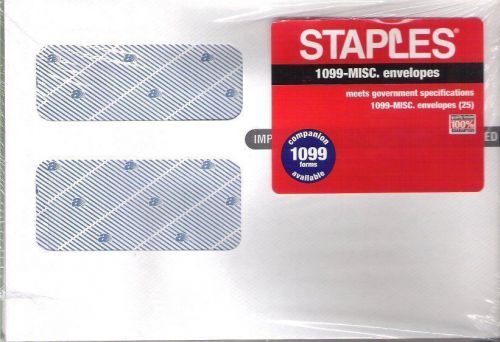 STAPLES 1099-Misc,Standard Double Window Tax Form Envelopes