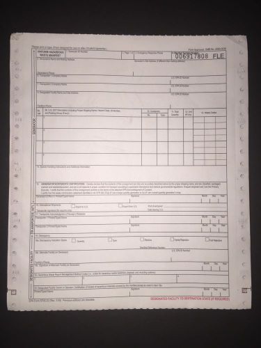 Hazardous Waste Manifest 6-Part Continuous Computer Feed Form C6HW PACK OF 34