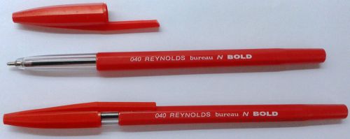 10 Ball Point Pens :: Red Ink :: 10 x Reynolds 040 Bureau N Bold BallPoint Pens