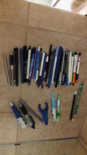 Used grab bag of 35 pens various makes/models/brands, some quite unique-see list for sale