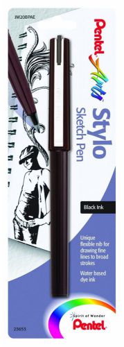 NEW Pentel Arts Stylo Sketch Pen, Black Ink, 1 Pack (JM20BPAE)