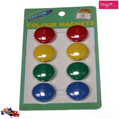 Round Colour Plastic Whiteboard Magnets Button Pack of 8 TOM-S305A